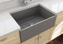 CONTEMPO 27" Step Rim Farmhouse Apron Front Fireclay 27" Single Bowl Kitchen Sink