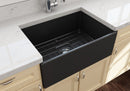 CONTEMPO 27" Step Rim Farmhouse Apron Front Fireclay 27" Single Bowl Kitchen Sink