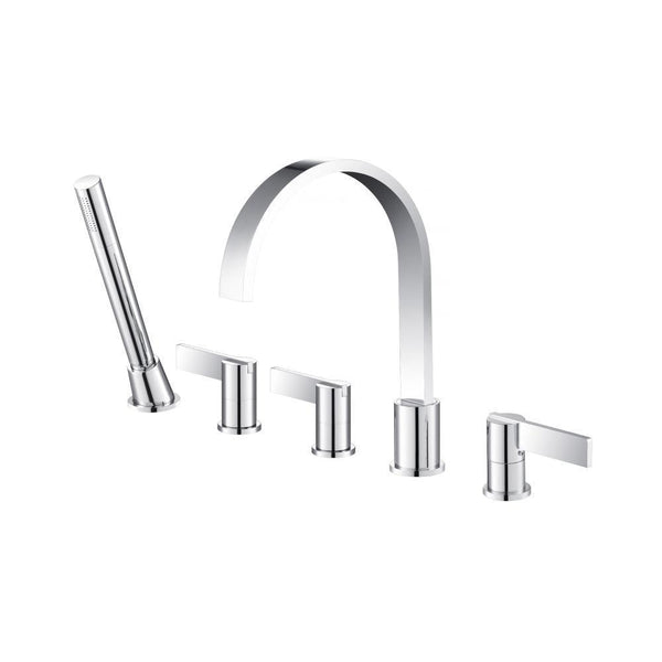Five Hole Deck Mounted Roman Tub Faucet With Hand Shower