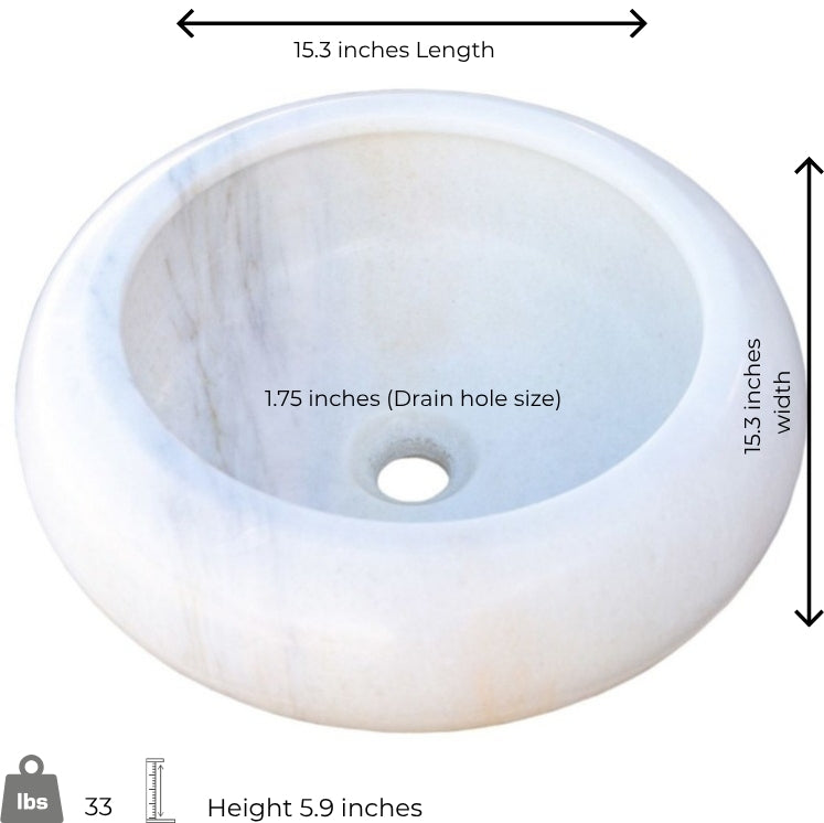 Carrara White Marble Sink