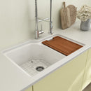 SOTTO 33" Semi Reveal undermount or drop in Fireclay 33" Double Bowl Kitchen Sink, dual mount