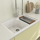 SOTTO 33" Semi Reveal undermount or drop in Fireclay 33" Double Bowl Kitchen Sink, dual mount