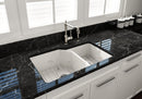 SOTTO 33" Semi Reveal undermount or drop in Fireclay 33" Double Bowl Kitchen Sink, dual mount
