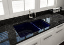 SOTTO 33" Semi Reveal undermount or drop in Fireclay 33" Double Bowl Kitchen Sink, dual mount