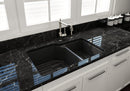 SOTTO 33" Semi Reveal undermount or drop in Fireclay 33" Double Bowl Kitchen Sink, dual mount