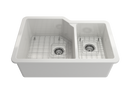 SOTTO 33" Semi Reveal undermount or drop in Fireclay 33" Double Bowl Kitchen Sink, dual mount