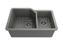 SOTTO 33" Semi Reveal undermount or drop in Fireclay 33" Double Bowl Kitchen Sink, dual mount