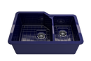 SOTTO 33" Semi Reveal undermount or drop in Fireclay 33" Double Bowl Kitchen Sink, dual mount