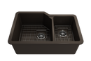 SOTTO 33" Semi Reveal undermount or drop in Fireclay 33" Double Bowl Kitchen Sink, dual mount
