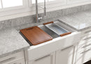 NUOVA PRO 34 Farmhouse Short Apron Front Fireclay 34" Single Bowl Kitchen Sink for easy Retro-Fit