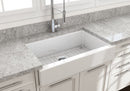 NUOVA PRO 34 Farmhouse Short Apron Front Fireclay 34" Single Bowl Kitchen Sink for easy Retro-Fit