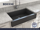 NUOVA PRO 34 Farmhouse Short Apron Front Fireclay 34" Single Bowl Kitchen Sink for easy Retro-Fit