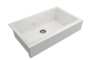 NUOVA PRO 34 Farmhouse Short Apron Front Fireclay 34" Single Bowl Kitchen Sink for easy Retro-Fit