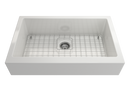 NUOVA PRO 34 Farmhouse Short Apron Front Fireclay 34" Single Bowl Kitchen Sink for easy Retro-Fit