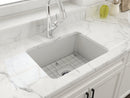 SOTTO 24" Semi Reveal undermount or drop in Fireclay 24" Single Bowl Kitchen Sink, dual mount