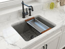 SOTTO 24" Semi Reveal undermount or drop in Fireclay 24" Single Bowl Kitchen Sink, dual mount