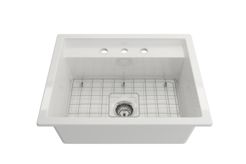 BAVENO 27" Hide Away undermount or drop in 27" Single Bowl Kitchen Sink, 3 Hole faucet drilling