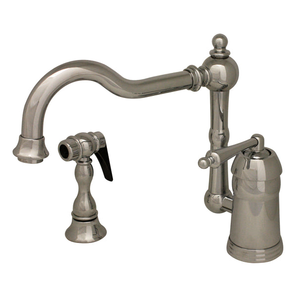 Whitehaus Legacyhaus Single Lever Handle Faucet with Traditional Swivel Spout and Solid Brass Side Spray