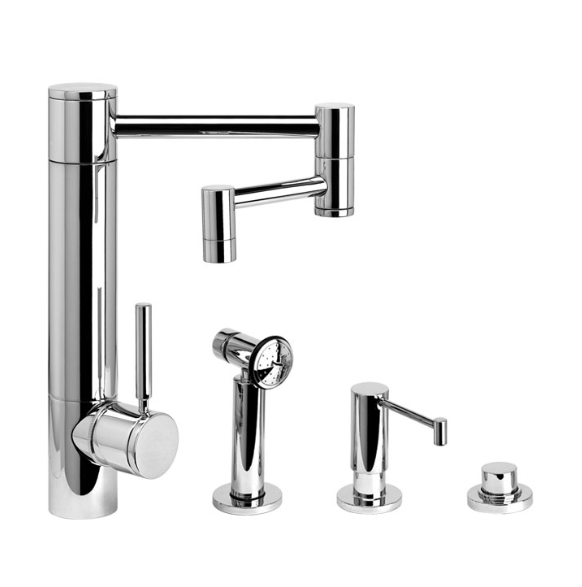 Waterstone Hunley Kitchen Faucet – 12″ Articulated Spout MODEL NO. 3600-12-3-CH with soap dispenser and air switch