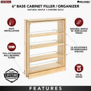 REV A SHELF : Wood Base Filler Pullout Organizer for New Kitchen Applications