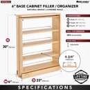 REV A SHELF : Wood Base Filler Pullout Organizer for New Kitchen Applications