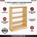 REV A SHELF : Wood Base Filler Pullout Organizer for New Kitchen Applications