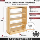 REV A SHELF : Wood Base Filler Pullout Organizer for New Kitchen Applications