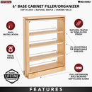 REV A SHELF : Wood Base Filler Pullout Organizer for New Kitchen Applications w/ BB Soft-Close