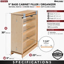 REV A SHELF : Wood Base Filler Pullout Organizer for New Kitchen Applications w/ Soft-Close