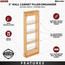REV A SHELF : Wood Wall Filler Pullout for 30" H New Kitchen Applications