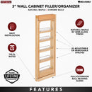 REV A SHELF : Wood Wall Filler Pullout for 33" H New Kitchen Applications