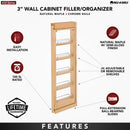 REV A SHELF : Wood Wall Filler Pullout for 36" H New Kitchen Applications