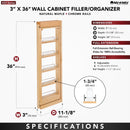 REV A SHELF : Wood Wall Filler Pullout for 36" H New Kitchen Applications