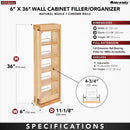 REV A SHELF : Wood Wall Filler Pullout for 36" H New Kitchen Applications