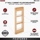 REV A SHELF : Wood Wall Filler Pullout for 30" H New Kitchen Applications w/ BB Soft-Close