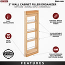 REV A SHELF : Wood Wall Filler Pullout for 33" H New Kitchen Applications w/ BB Soft-Close
