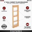 REV A SHELF : Wood Wall Filler Pullout for 36" H New Kitchen Applications w/ BB Soft-Close