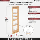 REV A SHELF : Wood Wall Filler Pullout for 39" H New Kitchen Applications w/ BB Soft-Close