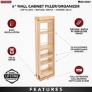 REV A SHELF : Wood Wall Filler Pullout for 39" H New Kitchen Applications w/ BB Soft-Close