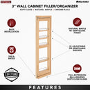 REV A SHELF : Wood Wall Filler Pullout for 42" H New Kitchen Applications w/ BB Soft-Close