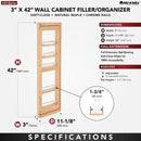 REV A SHELF : Wood Wall Filler Pullout for 42" H New Kitchen Applications w/ BB Soft-Close