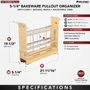 REV A SHELF : Wood Bakeware Pullout Organizer w/ BB Soft-Close