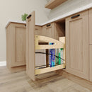 REV A SHELF : 5” Craftsman Collection Solid Maple Base Cabinet Pullout w/ Tray Divider/Foil Wrap Holder, Black Accents and BLUM Soft-Close Slides for 9” Base Cabinets