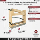 REV A SHELF : 5” Craftsman Collection Solid Maple Base Cabinet Pullout w/ Tray Divider/Foil Wrap Holder, Black Accents and BLUM Soft-Close Slides for 9” Base Cabinets