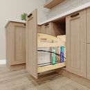 REV A SHELF : 8” Craftsman Collection Solid Maple Base Cabinet Pullout w/ Tray Divider/Foil Wrap Holder, Black Accents and BLUM Soft-Close Slides for 12” Base Cabinets