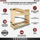 REV A SHELF : 8” Craftsman Collection Solid Maple Base Cabinet Pullout w/ Tray Divider/Foil Wrap Holder, Black Accents and BLUM Soft-Close Slides for 12” Base Cabinets