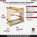 REV A SHELF : 8” Craftsman Collection Solid Maple Base Cabinet Pullout w/ Tray Divider/Foil Wrap Holder, Black Accents and BLUM Soft-Close Slides for 12” Base Cabinets