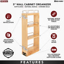 REV A SHELF : Wood Wall Cabinet Pullout Organizer for 30" H Cabinets w/ BB Soft-Close