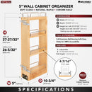 REV A SHELF : Wood Wall Cabinet Pullout Organizer for 30" H Cabinets w/ BB Soft-Close