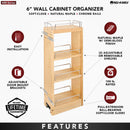 REV A SHELF : Wood Wall Cabinet Pullout Organizer for 30" H Cabinets w/ BB Soft-Close